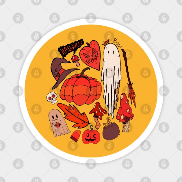 Halloween vibes 1 Magnet by Swadeillustrations